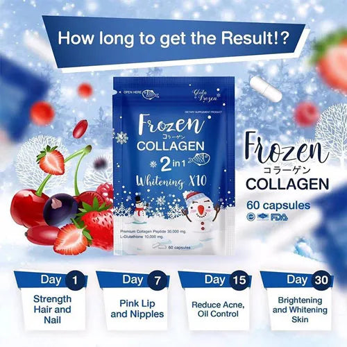 Gluta Frozen Full Body Whitening Capsules (60 Collagen Capsule) 2 in 1 - The Skin Lab